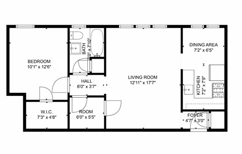 A black and white image of a floor plan for a house.